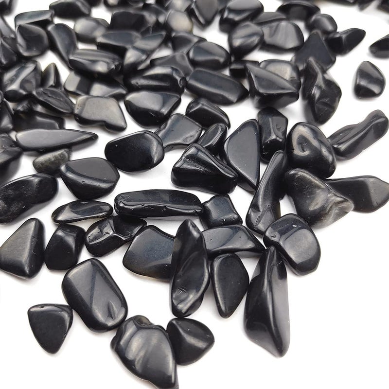 WAYBER 2 Lbs/920g Black Obsidian Quartz Crystal Stones Irregular Decorative Rocks Aquarium Pebbles Gravels for Fish Turtle Tank/Succulent Plants/Air Plants Decoration (Fill 2 Cups) - Image 2